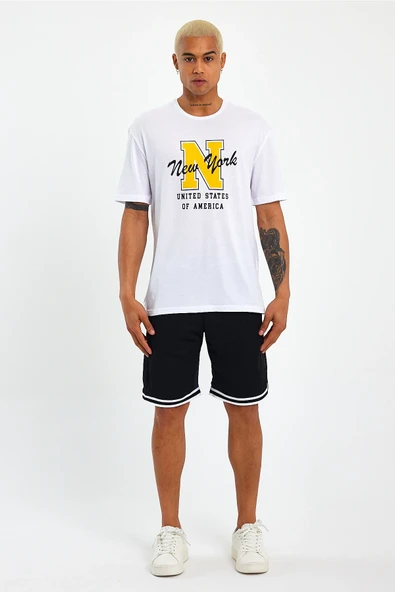 Süperlife Erkek Bisiklet Yaka Regular Fit N Baskılı Tişort SPR22TS113 - 4