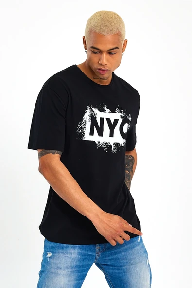 Süperlife Erkek Bisiklet Yaka Regular Fit NYC Baskılı Tişort SPR22TS114 - 5