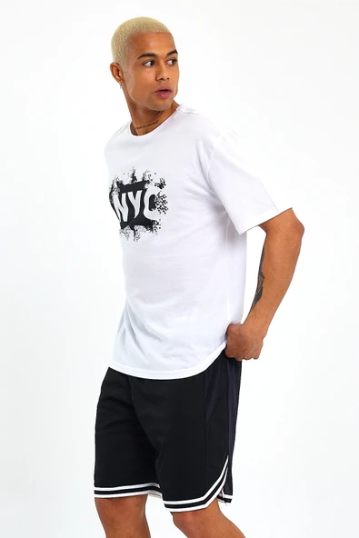 Süperlife Erkek Bisiklet Yaka Regular Fit NYC Baskılı Tişort SPR22TS114 - 11