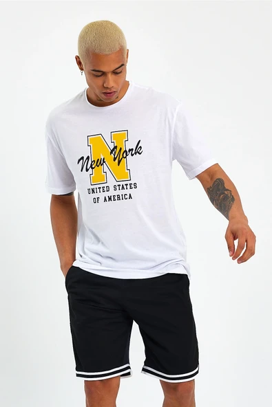 Süperlife Erkek Bisiklet Yaka Regular Fit N Baskılı Tişort SPR22TS113