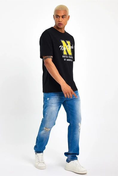 Süperlife Erkek Bisiklet Yaka Regular Fit N Baskılı Tişort SPR22TS113 - 9