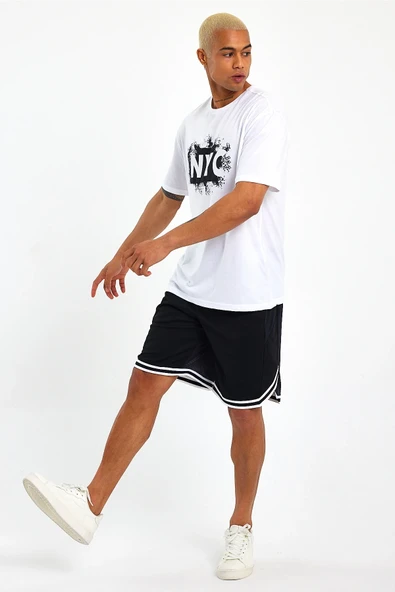 Süperlife Erkek Bisiklet Yaka Regular Fit NYC Baskılı Tişort SPR22TS114 - 10