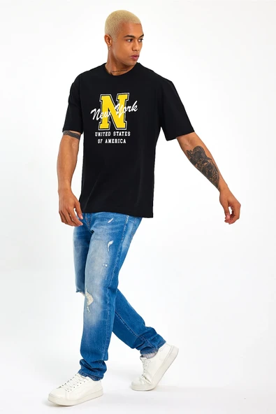 Süperlife Erkek Bisiklet Yaka Regular Fit N Baskılı Tişort SPR22TS113 - 10