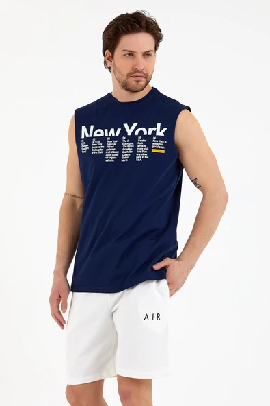 Süperlife Erkek Bisiklet Yaka Regular Fit New York Baskılı Tişort SPR22TS125 - 8