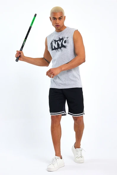 Süperlife Erkek Bisiklet Yaka Regular Fit NYC Baskılı Tişort SPR22TS124 - 1