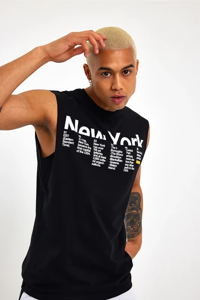 Süperlife Erkek Bisiklet Yaka Regular Fit New York Baskılı Tişort SPR22TS125 - 5