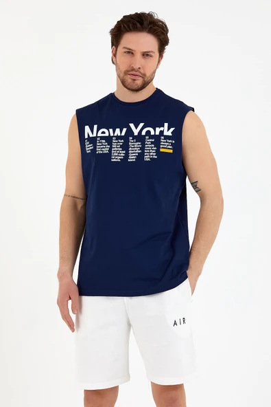 Süperlife Erkek Bisiklet Yaka Regular Fit New York Baskılı Tişort SPR22TS125 - 10