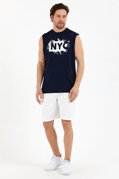 Süperlife Erkek Bisiklet Yaka Regular Fit NYC Baskılı Tişort SPR22TS124 - 11