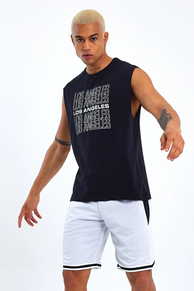 Süperlife Erkek Bisiklet Yaka Regular Fit Los Angeles Baskılı Tişort SPR22TS123 - 3