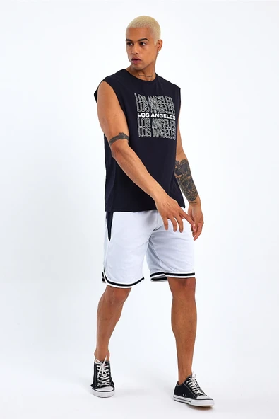 Süperlife Erkek Bisiklet Yaka Regular Fit Los Angeles Baskılı Tişort SPR22TS123