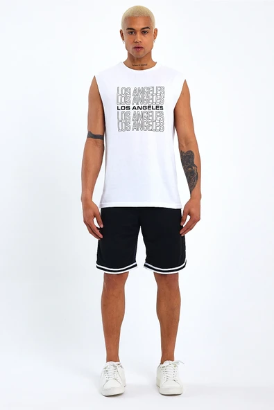 Süperlife Erkek Bisiklet Yaka Regular Fit  Los Angeles Baskılı Tişort SPR22TS123 - 7