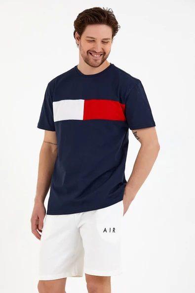 Süperlife Erkek Bisiklet Yaka Regular Fit Garnili Tişort SPR22TS111 - 4