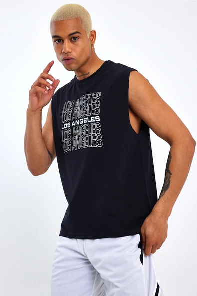 Süperlife Erkek Bisiklet Yaka Regular Fit Los Angeles Baskılı Tişort SPR22TS123 - 2