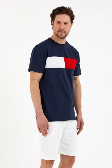 Süperlife Erkek Bisiklet Yaka Regular Fit Garnili Tişort SPR22TS111