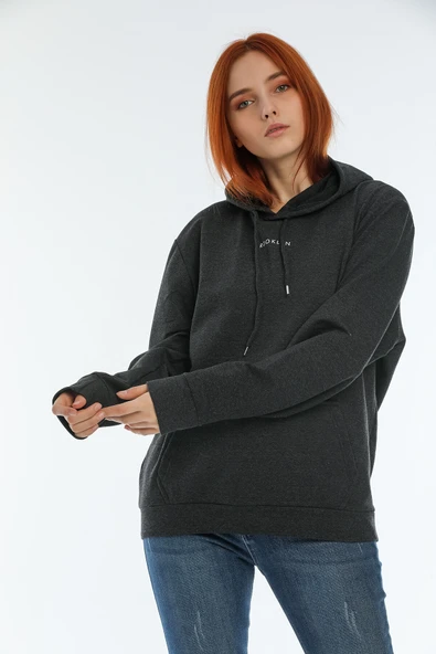 Süperlife Kadın Kapüşonlu Oversize Brooklyn Baskılı İnce Sweatshirt SPR22SWK161 - 7