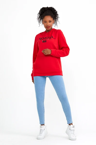 Süperlife Kadın Kapşonlu Regular Fit Tokya Baskılı İnce Sweatshirt SPR22SWK164 - 6