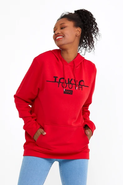 Süperlife Kadın Kapşonlu Regular Fit Tokya Baskılı İnce Sweatshirt SPR22SWK164 - 7