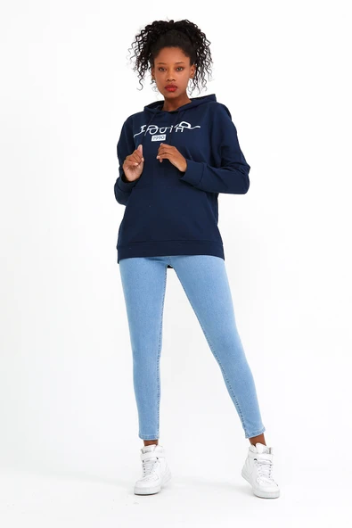 Süperlife Kadın Kapşonlu Regular Fit Tokya Baskılı İnce Sweatshirt SPR22SWK164 - 4