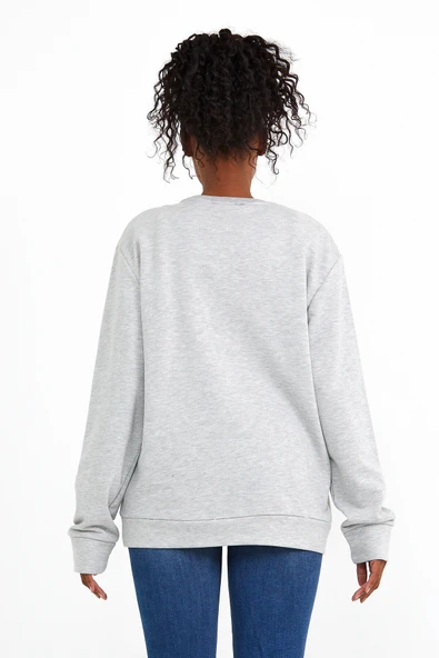 Süperlife Kadın Bisiklet Yaka Regular Fit Tokya Baskılı İnce Sweatshirt SPR22SWK134 - Resim 5