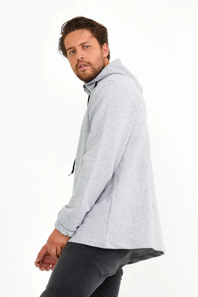 Süperlife Erkek Kapşonlu Regular Fit Yarım Fermuarlı İnce Sweatshirt SPR22SW170 - 11