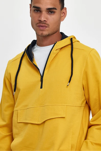 Erkek Kapşonlu Regular Fit Yarım Ferm.Kargo Cepli İnce Sweatshirt SPR22SW171 - 3