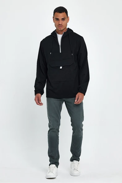 Erkek Kapşonlu Regular Fit Yarım Ferm.Kargo Cepli İnce Sweatshirt SPR22SW171 - 7