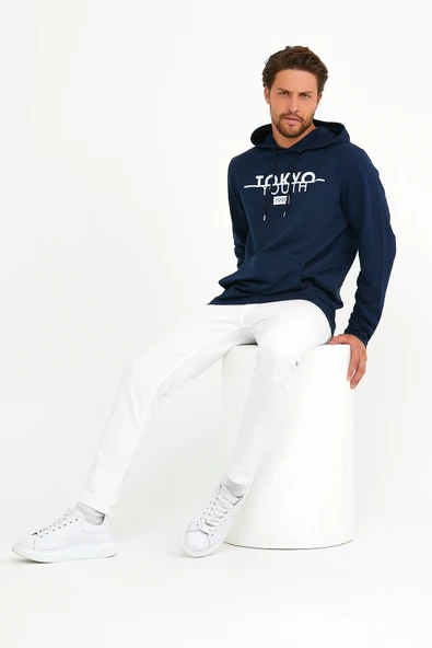 Süperlife Erkek Kapşonlu Regular Fit Tokyo Baskılı İnce Sweatshirt SPR22SW164 - Resim 2