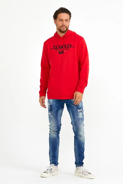 Süperlife Erkek Kapşonlu Regular Fit Tokyo Baskılı İnce Sweatshirt SPR22SW164 - Resim 8