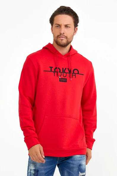 Süperlife Erkek Kapşonlu Regular Fit Tokyo Baskılı İnce Sweatshirt SPR22SW164 - Resim 10