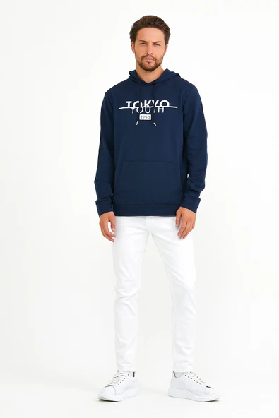 Süperlife Erkek Kapşonlu Regular Fit Tokyo Baskılı İnce Sweatshirt SPR22SW164 - Resim 3
