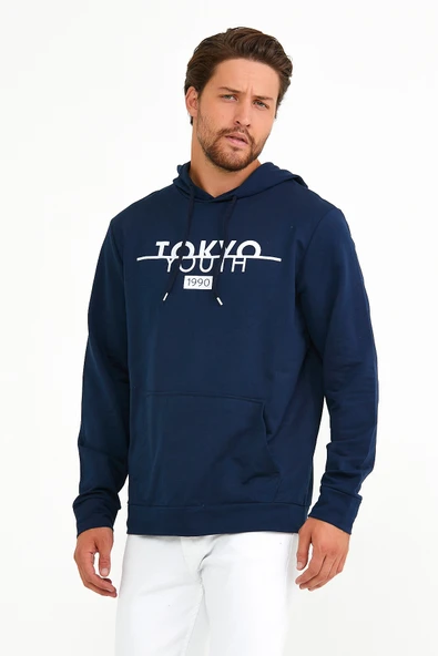 Süperlife Erkek Kapşonlu Regular Fit Tokyo Baskılı İnce Sweatshirt SPR22SW164 ürün görseli 1