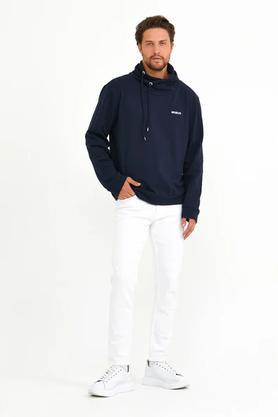 Süperlife Erkek Şal Yaka Regular Fit Brooklyn Baskılı İnce Sweatshirt SPR22SW143