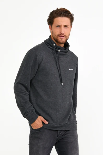 Süperlife Erkek Şal Yaka Regular Fit Brooklyn Baskılı İnce Sweatshirt SPR22SW143 - 7