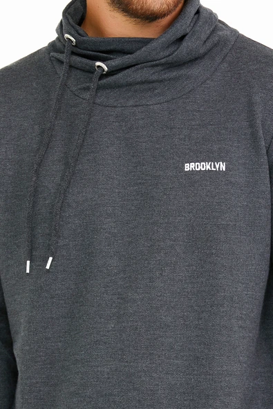 Süperlife Erkek Şal Yaka Regular Fit Brooklyn Baskılı İnce Sweatshirt SPR22SW143 - 8