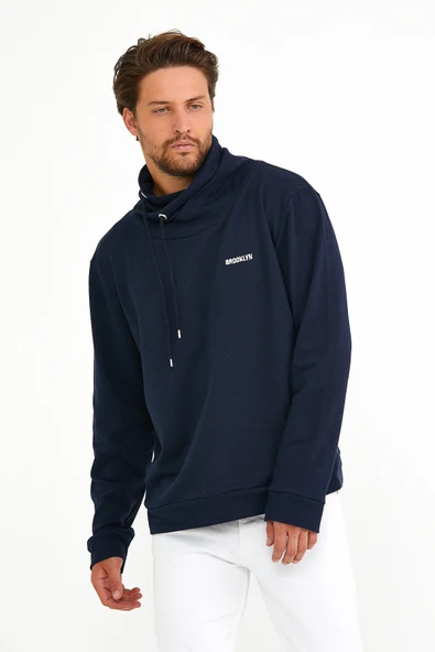 Süperlife Erkek Şal Yaka Regular Fit Brooklyn Baskılı İnce Sweatshirt SPR22SW143 - 5