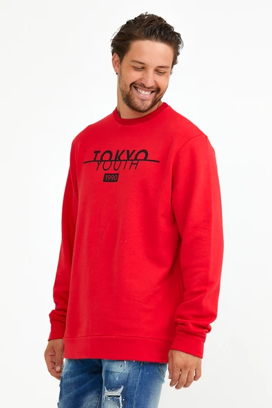 Süperlife Erkek Bisiklet Yaka Regular Fit Tokyo Basklı İnce Sweatshirt spr22sw134 - 8