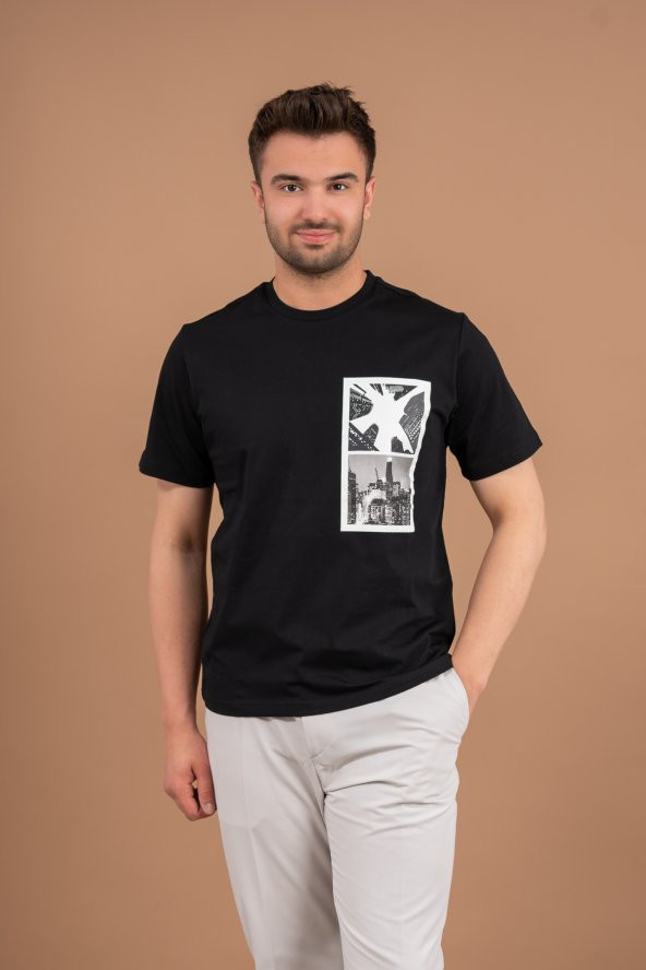 Sarar Interview O Yaka Siyah T-shirt - 1