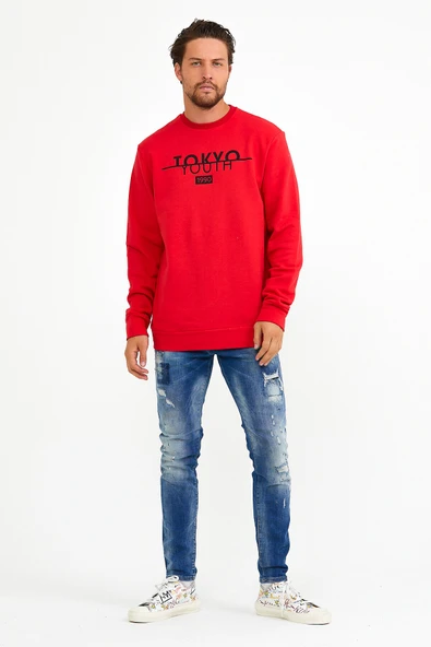 Süperlife Erkek Bisiklet Yaka Regular Fit Tokyo Basklı İnce Sweatshirt spr22sw134 - 7