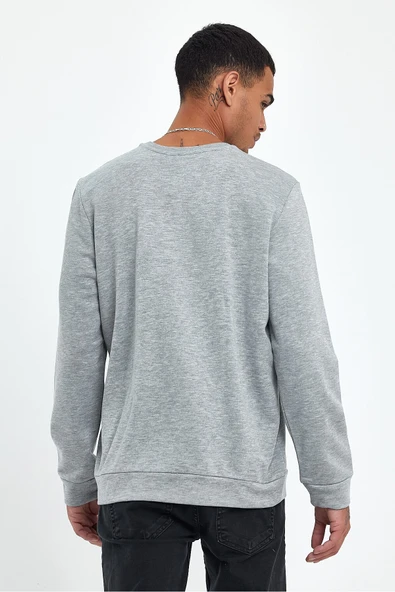 Süperlife Erkek Bisiklet Yaka Regular Fit Air Baskılı İnce Sweatshirt SPR22SW131 - 11