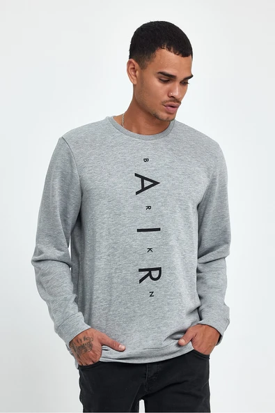 Süperlife Erkek Bisiklet Yaka Regular Fit Air Baskılı İnce Sweatshirt SPR22SW131 - 8