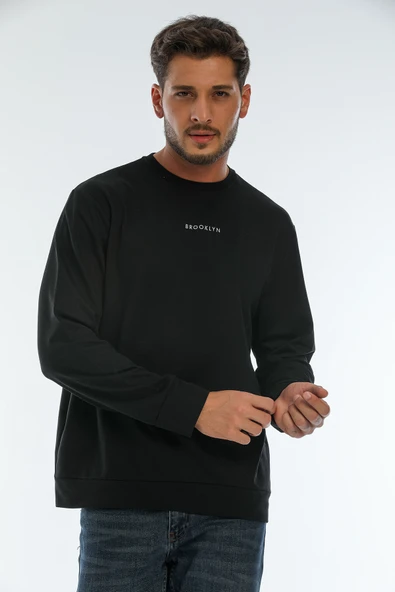Süperlife Erkek Bisiklet Yaka Regular Fit Brooklyn Baskılı İnce Sweatshirt SPR22SW132 - 2