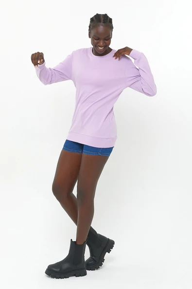 Süperlife Kadın Bisiklet Yaka Regular Fit Sweatshirt spr21k17 - 7