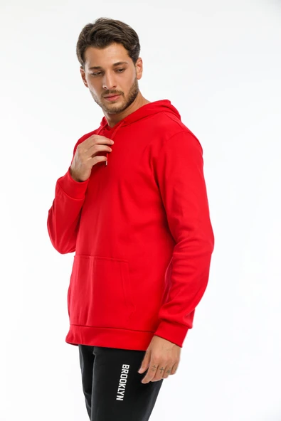 Süperlife Erkek Kapşonlu Slim Fit Brooklyn Basklı İnce Sweatshirt SPR22SW103 - 9
