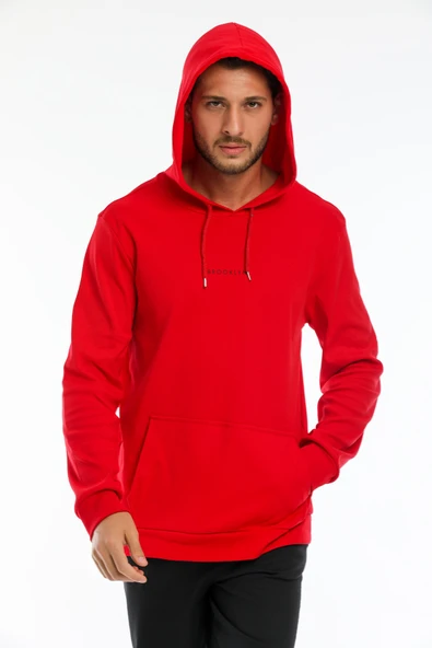 Süperlife Erkek Kapşonlu Slim Fit Brooklyn Basklı İnce Sweatshirt SPR22SW103 - 8