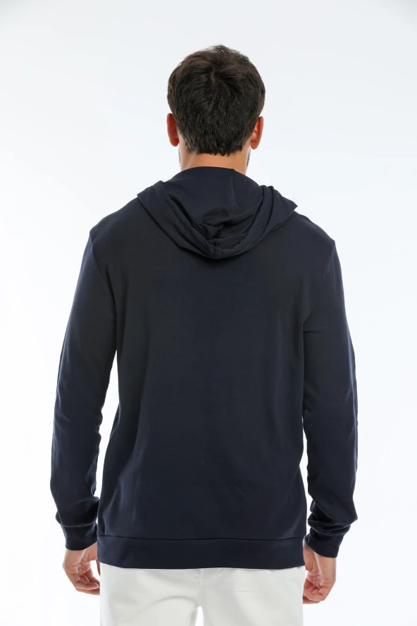 Erkek Kapşonlu Regular Air Baskılı İnce Sweatshirt SPR22SW104 - 3