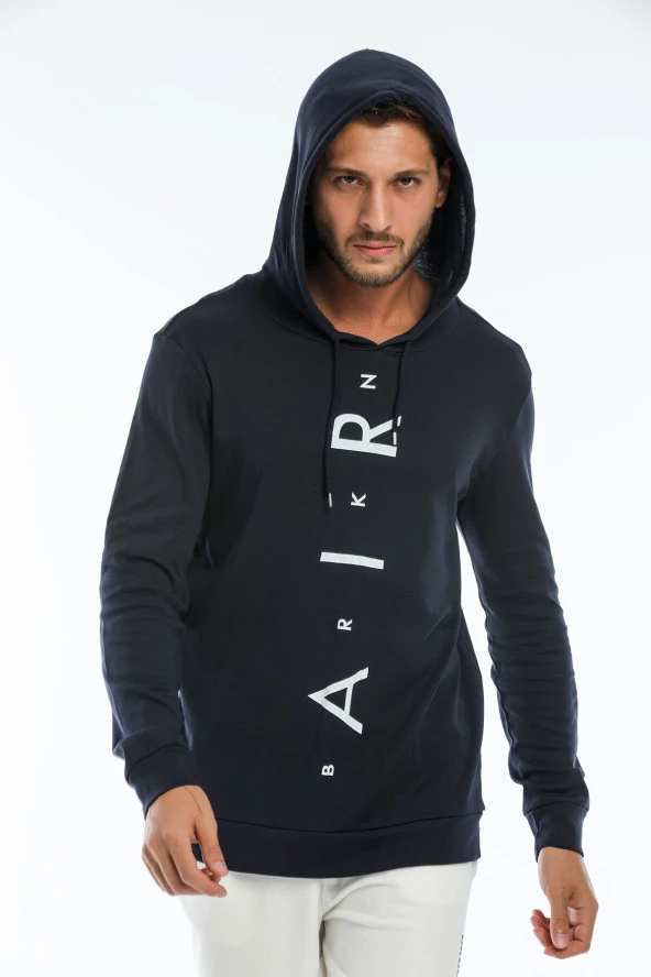 Erkek Kapşonlu Regular Air Baskılı İnce Sweatshirt SPR22SW104 - 6