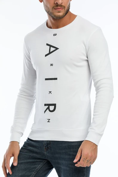Süperlife Erkek Bisiklet Yaka Slim fit AR Baskılı İnce Sweatshirt SPR22sw101 - 3