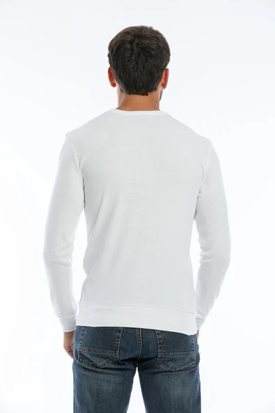 Süperlife Erkek Bisiklet Yaka Slim fit AR Baskılı İnce Sweatshirt SPR22sw101 - 5
