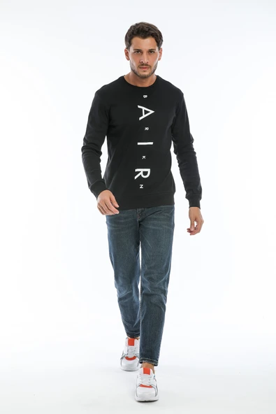 Süperlife Erkek Bisiklet Yaka Slim fit AR Baskılı İnce Sweatshirt SPR22sw101 - 6