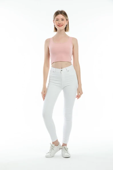 Süperlife Kadın Crop Örme Slim Fit  Atlet-Tişort SPR21Y19